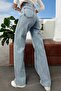 Women's Light Blue Snow Washed High Waist Lycra Comfortable 90's Loose Leg Jeans - 4