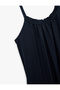 Aerobin Fabric Loose Fit Ruffle Detail Slim Strap Long Satin Dress - 5
