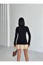 Women's Black 95% Cotton Long Sleeve Body Crew Neck Slim Fit Body Bicycle Neck Basic Body - 3