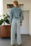 Women's Blue Snow Washed High Waist Lycra Wide Leg Jeans - 3