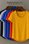 White Slim Fit Special Edition Wide Collar Bottom Oval Cut T-Shirt - 2