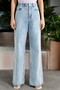 Snow Washed High Waist Flexible Comfortable Wide Leg Jeans - 2