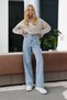 Women's Light Blue Snow Wash High Waist Stretchy Stylish Wide Leg Jeans