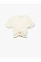 Wrap Fabric Short Sleeve Crew Neck Crop T-Shirt with Accessories - 3