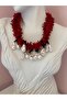Red Beaded Knot Model Pearl Necklace - 3
