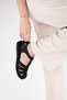 Verla Women's Genuine Leather Cage Detailed Velcro Sandals-Black - 2