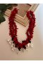 Red Beaded Knot Model Pearl Necklace - 2