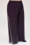 47064 Plus Size Stone Print Detail Sandy Chiffon Pants Suit - Plum - 4
