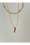 Pebble Necklace and Steel Red Pepper Necklace. Luck Necklace. Abundance Necklace - 2