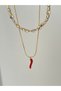 Pebble Necklace and Steel Red Pepper Necklace. Luck Necklace. Abundance Necklace