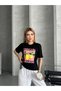Asur Boutique Women's Medium Length Lemon Printed Silky Apre Fabric T-Shirt