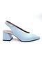 Women's Daily Heeled Shoes Genuine Ice Blue Leather - 3