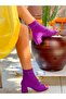 Smile Purple Suede Lace-Up 5 cm Heeled Summer Boots Sandals - 3