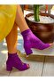 Smile Purple Suede Lace-Up 5 cm Heeled Summer Boots Sandals