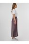 Line Print Detailed Pleated Skirt Burgundy-Grey - 5