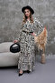 Black and White Belted Long Dress - 4