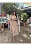 Beige Double Breasted Midi Straight Belted Dress - 4