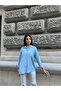 Baby Blue 100% Cotton Wrinkled Oversize Shirt - 4