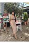 Beige Double Breasted Midi Straight Belted Dress