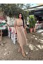 Beige Double Breasted Midi Straight Belted Dress - 5