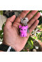 Pink Pig Keychain – Knitted Patterned Hard Figure |   Handmade Looking Gift Ornament - 2