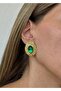 Sihra Accessories Steel Nail Model Oval Green Color Earrings
