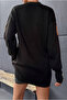 Women's Chain ​​Detail Black Knitwear Sweater - 3