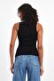 Corded Fabric Black Crop Pool Neck Zero Sleeve Cotton 3-Piece Women's Undershirt Mtlcb92 - 6