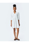 Cotton Layered V Neck Short Balloon Sleeve Mini Muslin Dress - 3