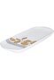 Saif Gallery Porcelain Dessert Plate, 14", Rectangular, Gold Rim - White