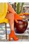 Happy Orange Cow Suede Mesh Detail 10 cm Heel Summer Boots Sandals