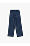 Crepe Fabric Elastic Waist Straight Wide Leg Trousers - 4