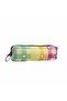 Hearted Checkered Design Zippered Pen Holder - Single Compartment Pen Holder Pencil Case