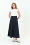 Women's Navy Blue Colored Patchwork Bell Flared Skirt 18201 - 2