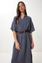 Women's Smoked Belted Slit Summer Modal Dress No00028 - 4