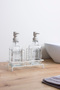 Double Square Glass Liquid Soap Dispenser with White Pump and Stand 500ml - 4