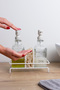 Double Square Glass Liquid Soap Dispenser with White Pump and Stand 500ml - 3