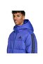 معطف Essentials Climawarm 3 Stripes Puffer Down بغطاء رأس للرجال باللون الأزرق للاستخدام الخارجي - 6