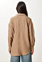 Women's Beige Oversize Linen Shirt Pb00053 - 4