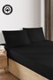 100% Cotton Black Double Ranforce Fabric Fitted Sheet Pillowcases Set /160X200/180X200/ - 2