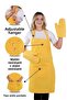 Simple Set of 3 Kitchen Apron Set with Adjustment Hanger and Pocket (2 GLOVES) Chef Waiter Cafe Cook Barista
