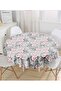 Smoked Themed Digital Printed Round Tablecloth with Jar Flower Motif - Diameter 140cm - 2