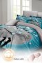 Double (With Elastic Sheet) Valentine's Day Duvet Cover Set 100% Cotton Satin Blue Dream - 4
