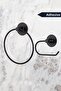 Adhesive Round Towel Holder Toilet Paper Holder Ring Series - Matte Black