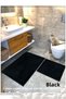 Cotton Woven Water Absorbent Bath Mat Set, Bathroom Rug Vera Set of 2 60X100 - 60X50 Black - 3