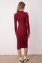 Burgundy Body-Fitting Slit Crew Neck Midi Corded Fabric Stretchy Knit Pencil Dress TWOAW21EL0135 - 8