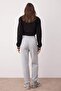 Gri Loose Jogger Kalın İçi Polarlı Örme Eşofman Altı Pantolon TWOAW23EA00151 - 5