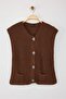 Brown Soft Textured Fitted Knitwear Vest Twoaw25Ye00027 - 6