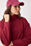 Bordo Selanik/Triko Görünümlü Fermuarlı Yaka Regular/Normal Kalıp Örme Sweatshirt TWOAW22SW0732 - 8