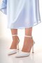 Women's Shiny White Back Strap Patent Leather Heeled Evening Dress Shoes Heel Height 10 cm - 4